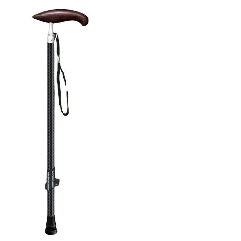 Crutch Carbon Mahogany Solid Wood Telescopic Walking Stick Four Feet