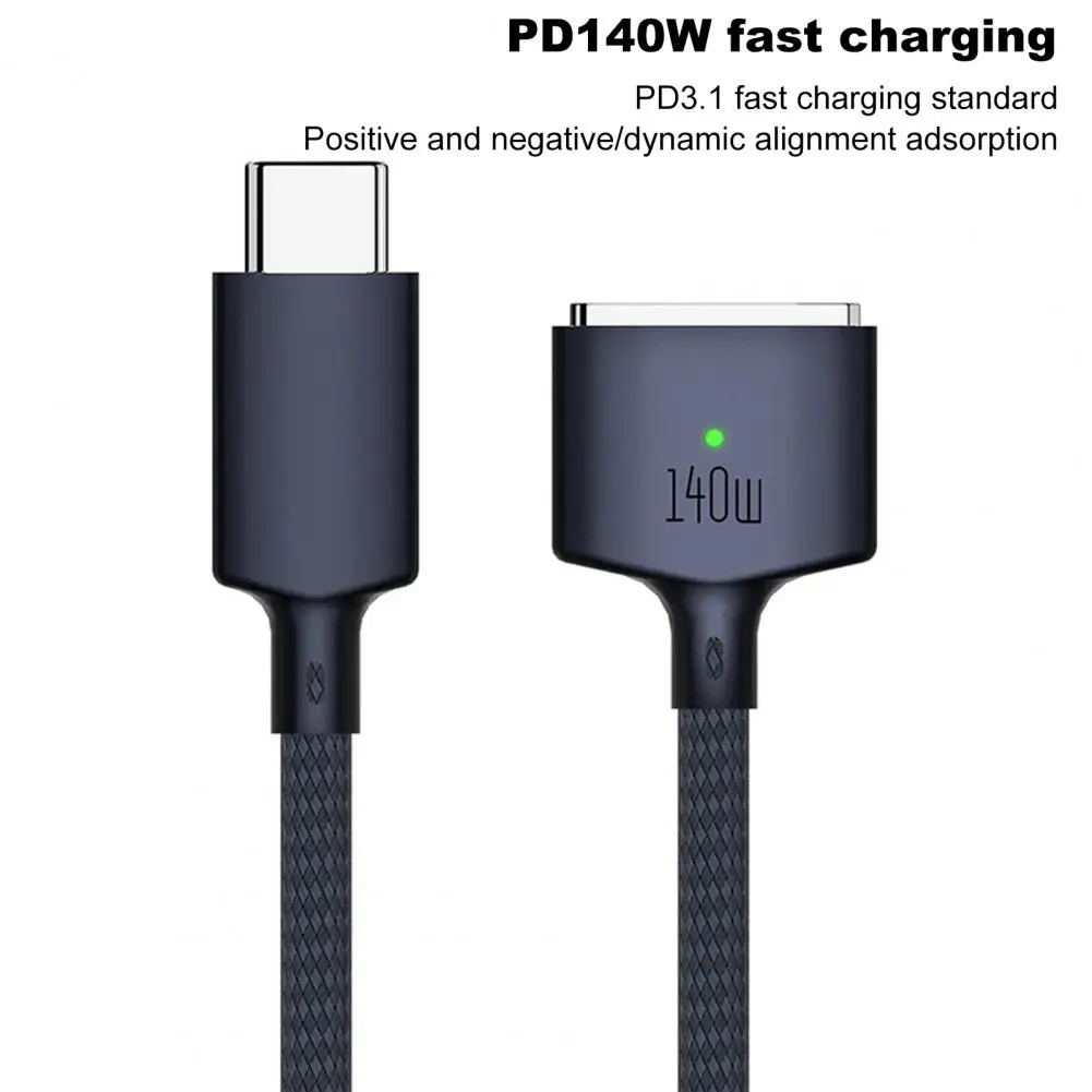 Original 140W Magnetic PD USB C To MagSaf* 3 Fast Charge Cable For Air 13 14 16 M1 M2 LED Indicators Charger Cord