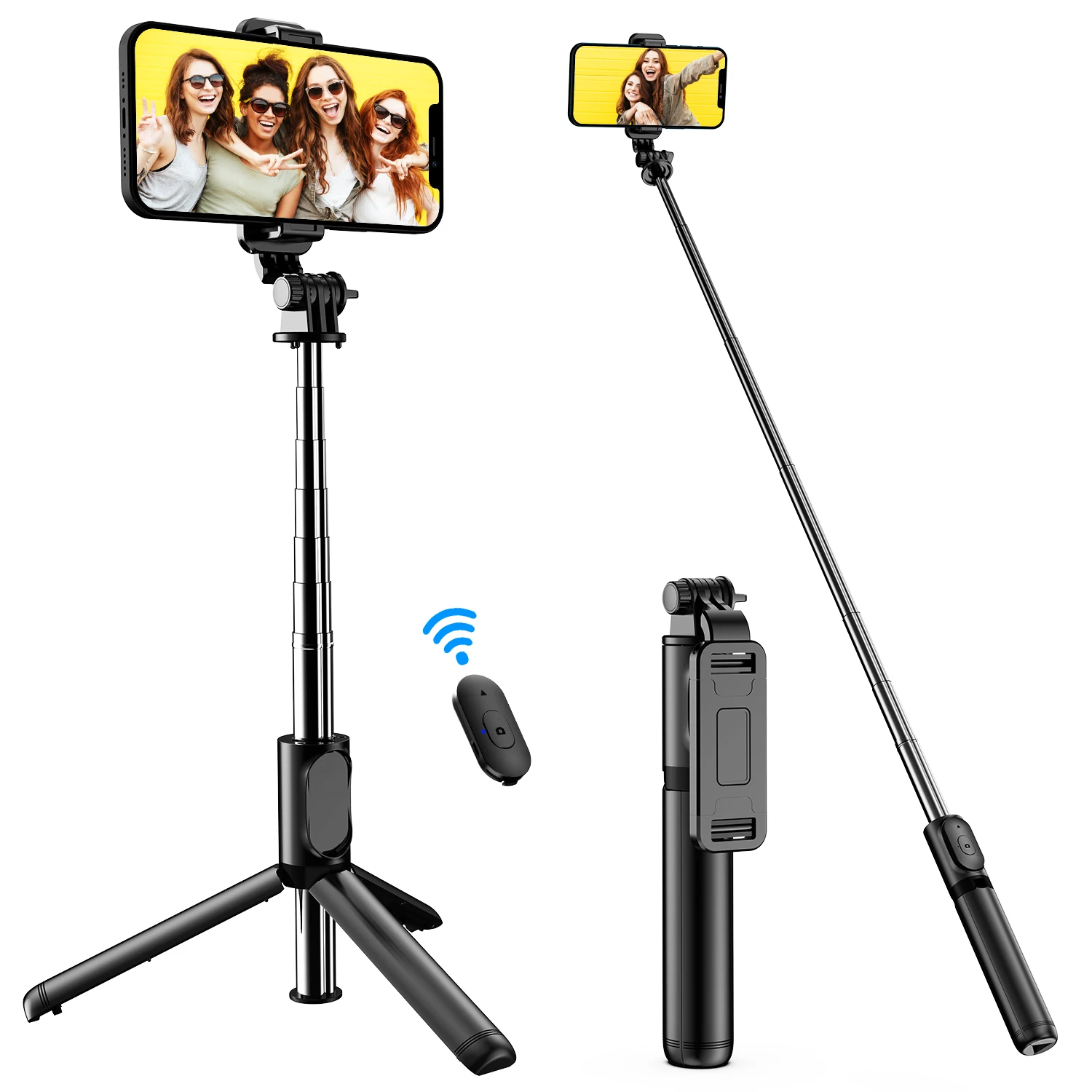Selfie Stick Tripod with Detachable Wireless Remote, 4 in 1 Extendable