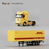 Perka 1:64 Mercedes Simulation Alloy Container Truck Logistics Truck Dhl Express Freight Large Truck Boy Model Toy Gift  Display 3