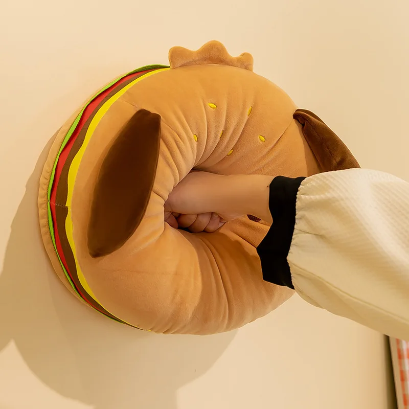 Hanburger Dog Plush Toy Soft Stuffed Animal Toy Fast Food Theme Gift