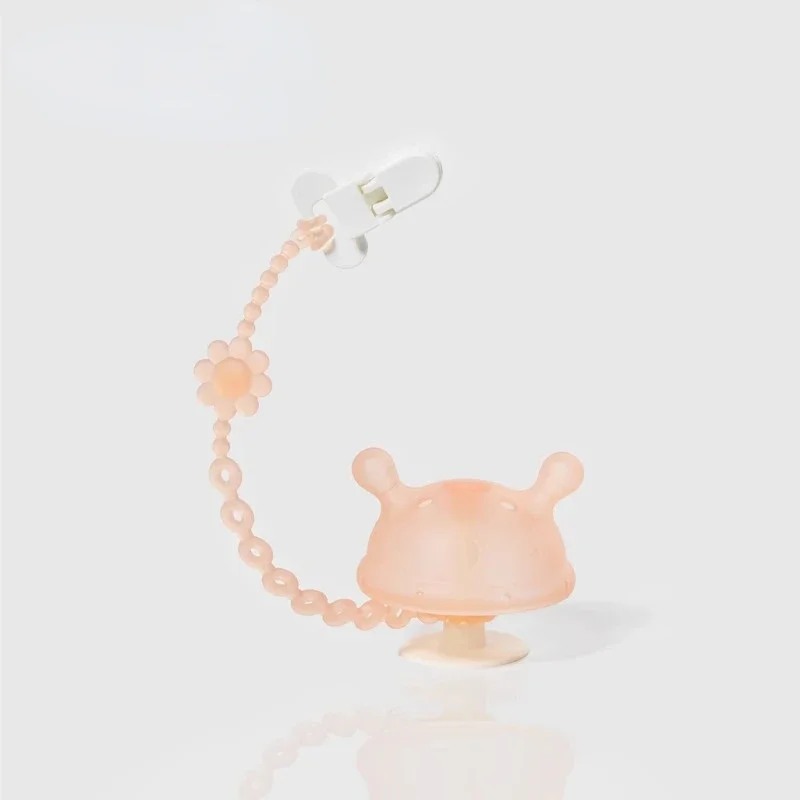 Baby Silicone Teethers Newborn Cartoon Small Mushroom Teething Toy Multifunction Chewable Teethers Infant Nursing Appease Nipple
