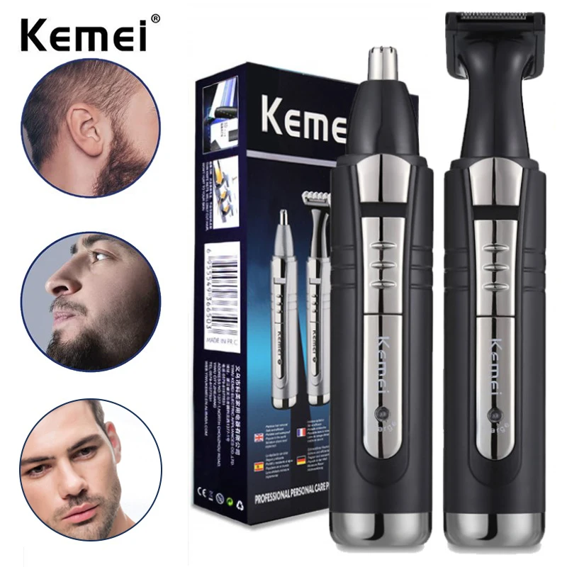 Kemei Electric Nose and Ear Trimmer 2 In 1 Face Care Hair Trimmer for Men Personal Care Tools Small Clipper with Cutting Guides