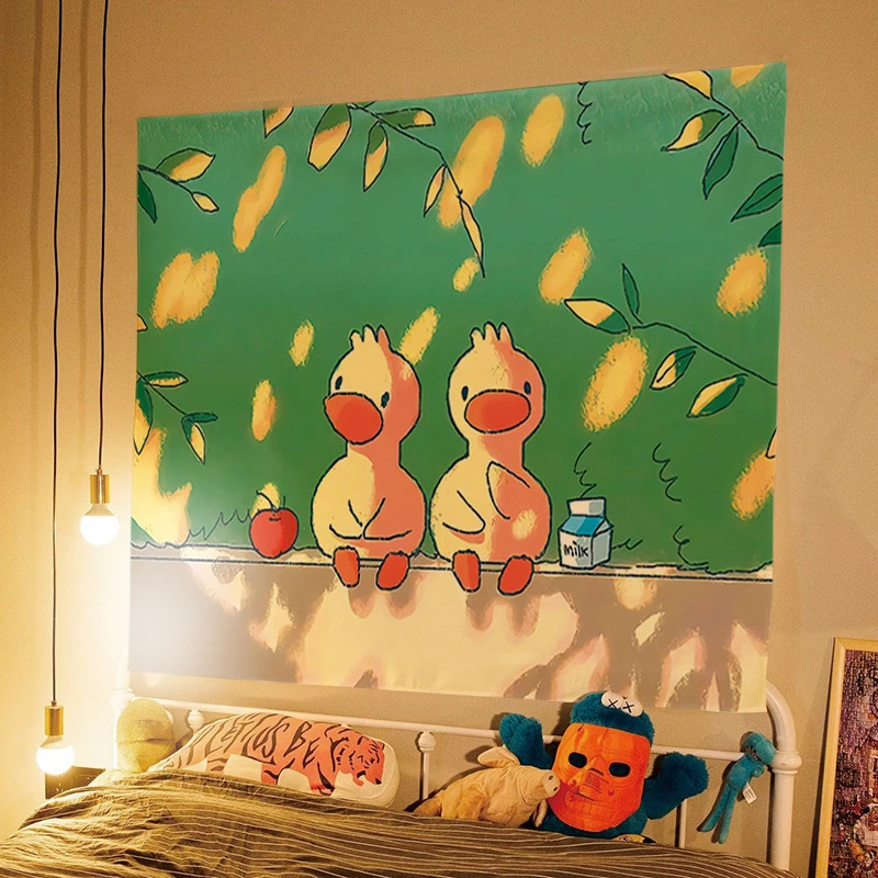 anime Cute Duck Background Cloth Room Decor Kawaii Tapestry Teen ...