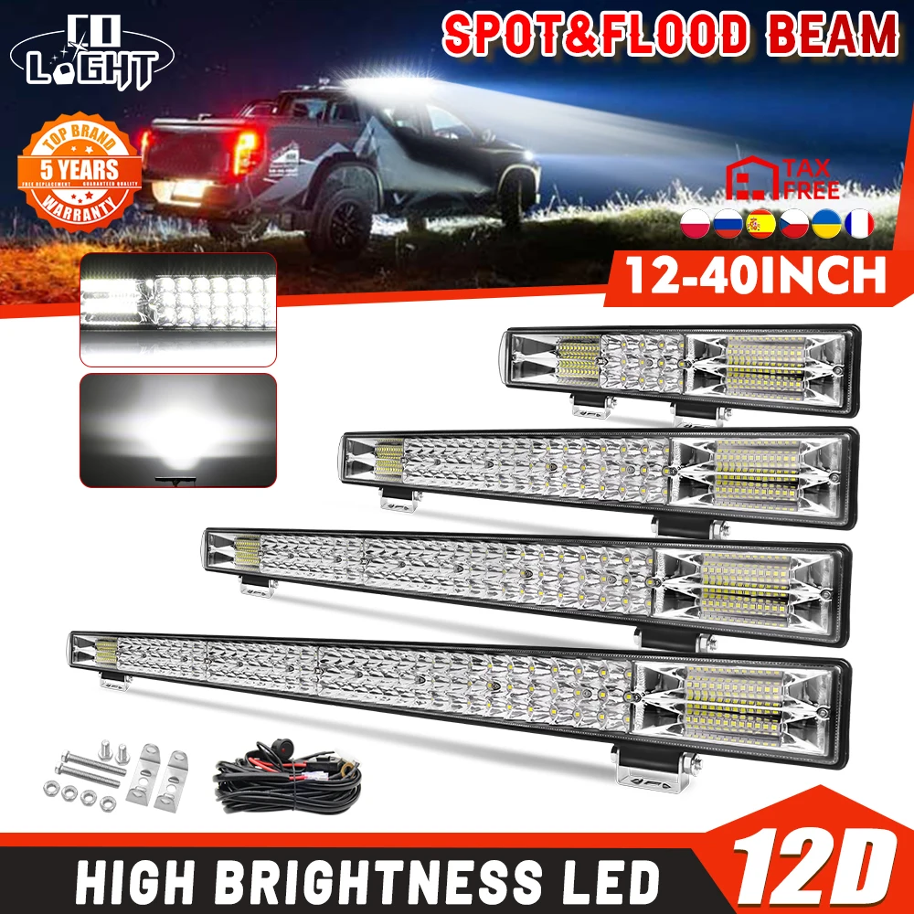 

CO LIGHT New 12"20"26"32"40" 3-Rows LED Light Bar Spot Flood Combo Led Off Road Lights for Boat Truck SUV UTE ATV UTV 12V 24V