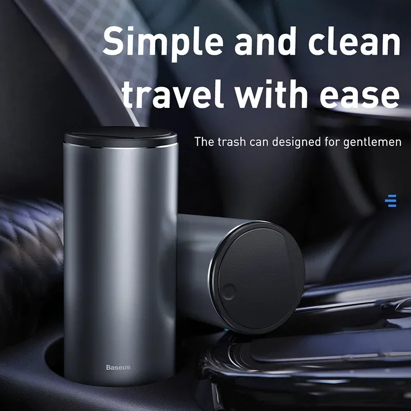 Baseus Car Trash Bin Alloy Garbage Can For Car Dustbin Waste Rubbish Basket Bin Organizer Storage Holder Bag Auto Accessories