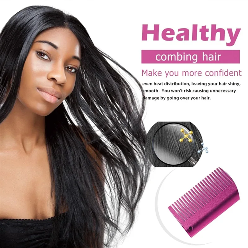GOIPLE Electric Heat Comb Hot Hair Straightener Iron for Straighten Flyaways Fast Heated Curler Beginner Hair Styling Tools Kit 4