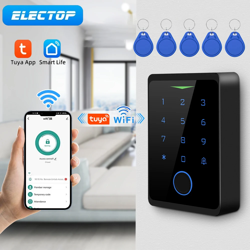 ELECTOP WIFI Tuya Smart Door Lock Waterproof Door Access Keypad Reader Outdoor Remote Door Lock Access Control System Security