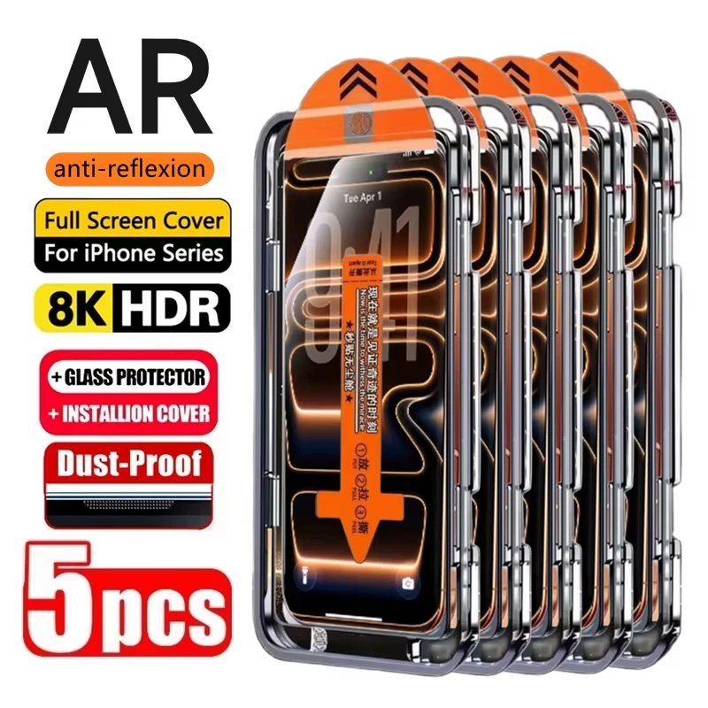 Einfache Installation, Displayschutzfolie für iPhone 17 Pro 16 13 15 11 12 14 Pro Max Air 16e 8 7 Plus SE 13 12 Mini XR gehärtetes Glas