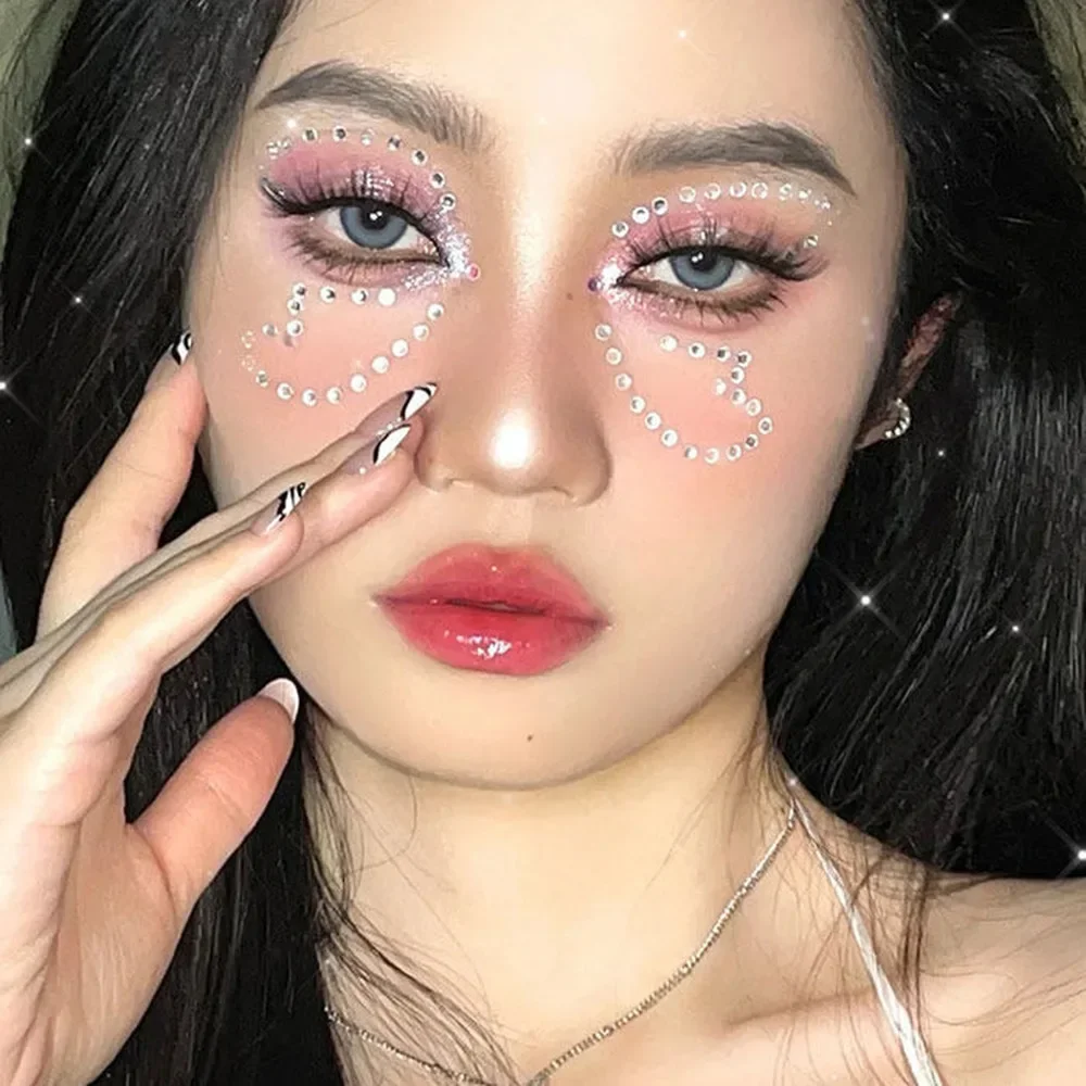Party Festival Makeup Decoration Face Body Colored Diamonds Jewels Pearls Stickers Self Adhesive EyeShadow Acrylic Sticker Holographic Glitter Makeup Glitter Gel Makeup Glitter Makeup