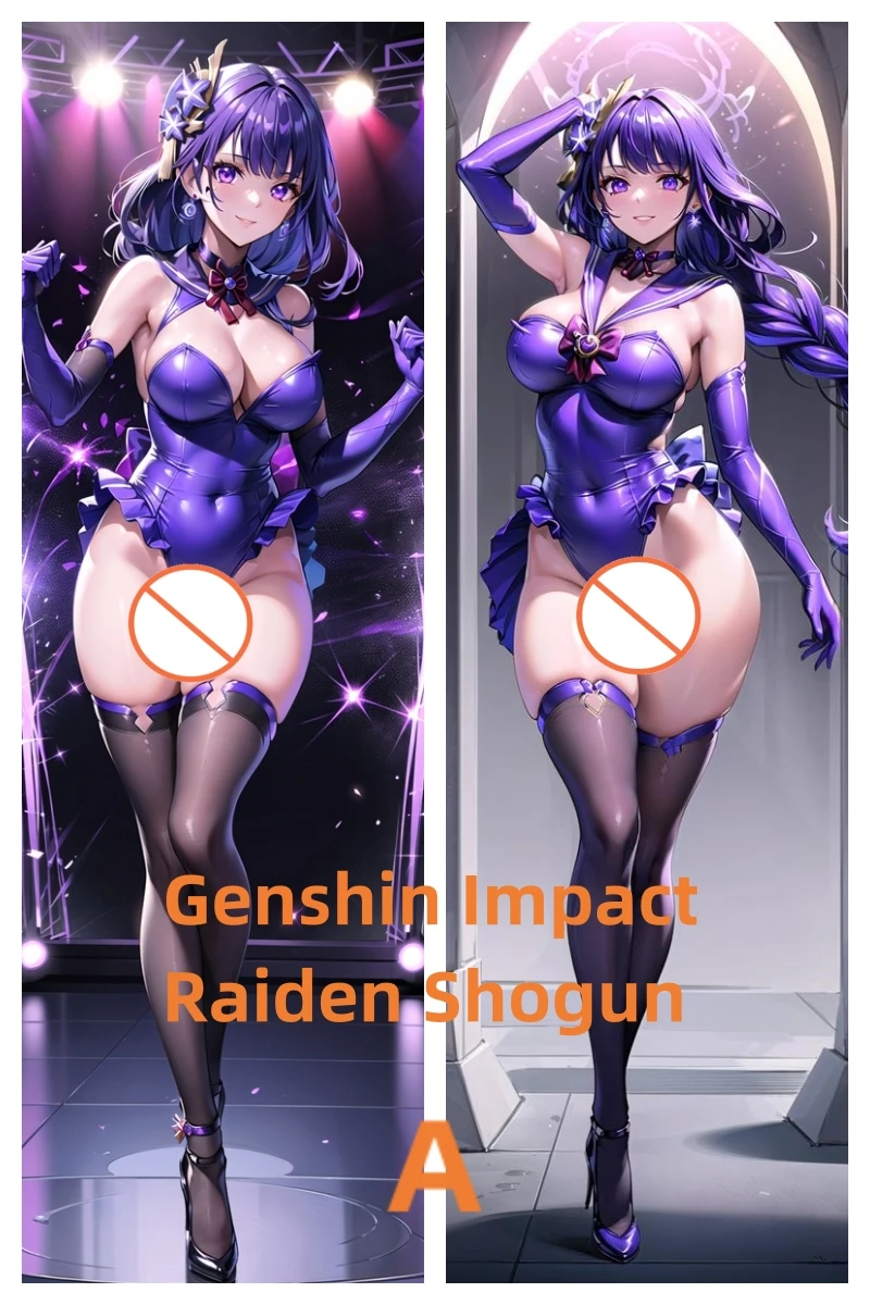 

Dakimakura Anime Pillow Case Genshin Impact Raiden Shogun Double-sided Print Of Life-size Body Pillowcase Gift Can be Customized