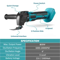Cordless Oscillating Multi Tool 6 Gears Variable Multifunctional Power Tool Machine For Makita 18VBattery With Accessory 2