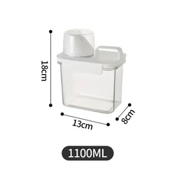 Reusable Laundry Detergent Dispenser and Sealed Storage Container, 1100-2300ml Capacity (Transparent 1100ML)
