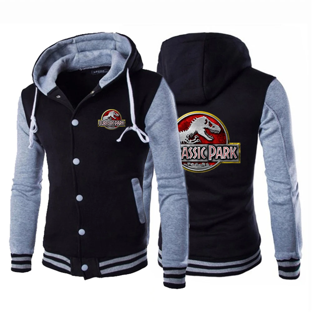 2023 New Jurassic Park casual baseball uniform jacket men's brand clothing comfortable best selling fleece stitching