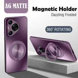 Enhanced Magnetic Rotating Ring Stand Case with Matte Finish and 360-Degree Protection for P60 (Dark Purple)