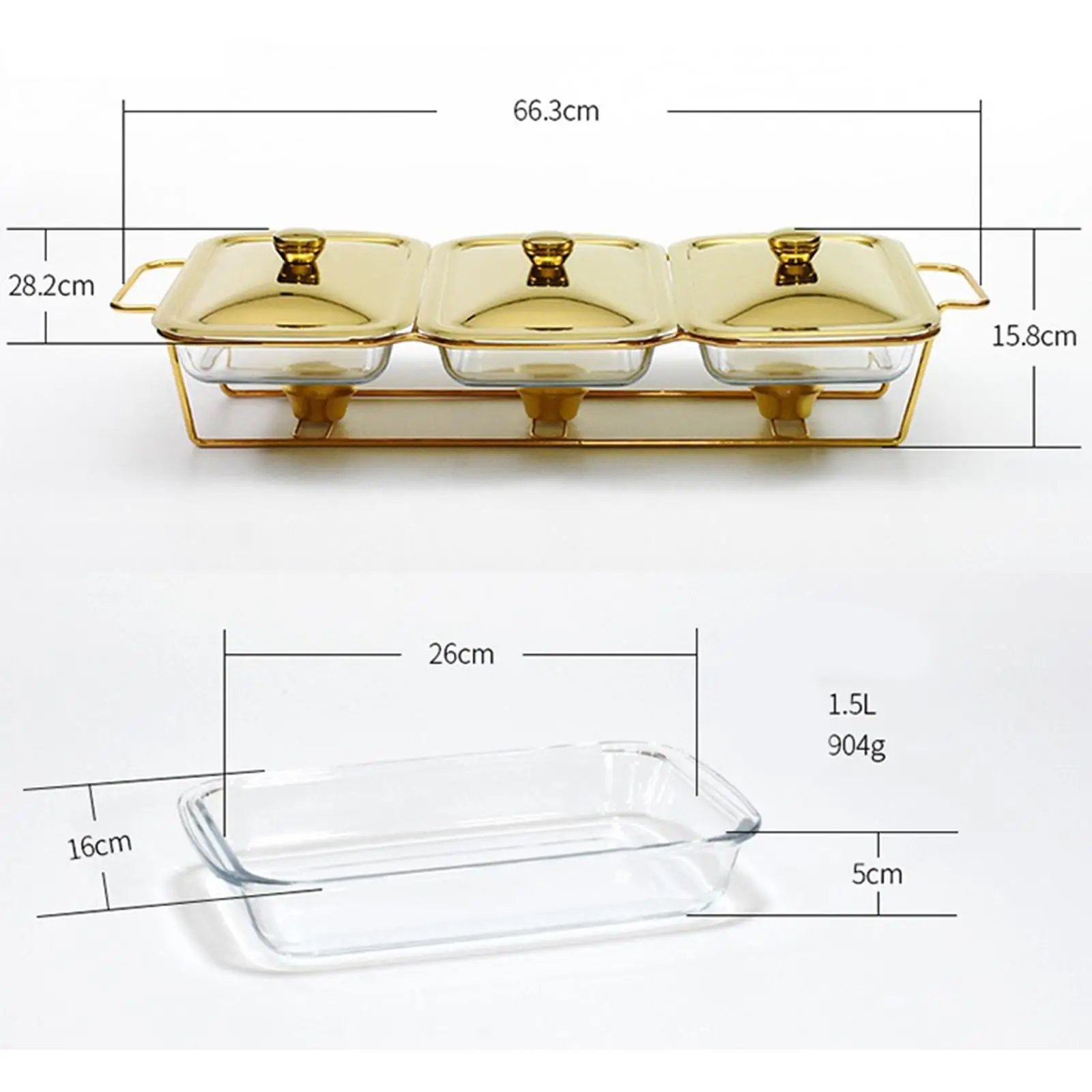 Food Warmers Trays 3 Grids 1.3L/1.5L Chafing Dish Buffet Set Stable Serving Dish Buffet Food Warmer Pot for party Wedding