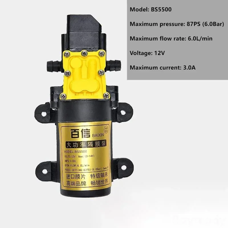 12V Agricultural Electric Spray Water Pump Small High-pressure Spraying Self-priming Diaphragm Pesticide Water liquid transfer pump