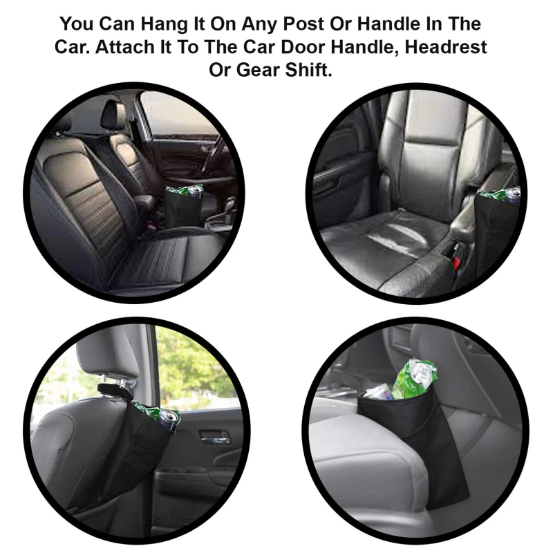 Car Dustbin Garbage Bag Dust Seat Back Storage Rubbish Bin Box Sundries Holder Organizer Pocket Bags Trash Can Car Accessories Car trash can