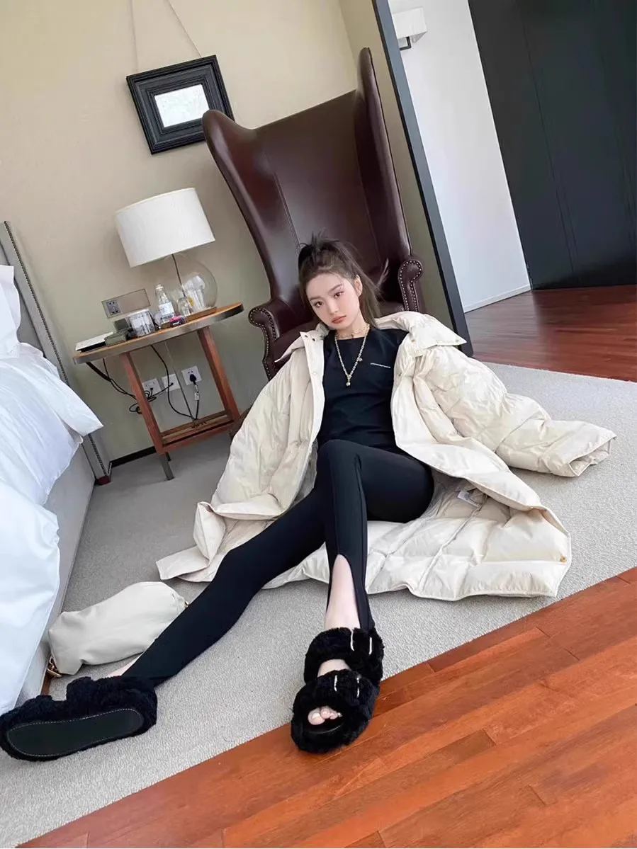 Overknee Long down Jacket Women's Mid-Length White Duck down Thickened Winter