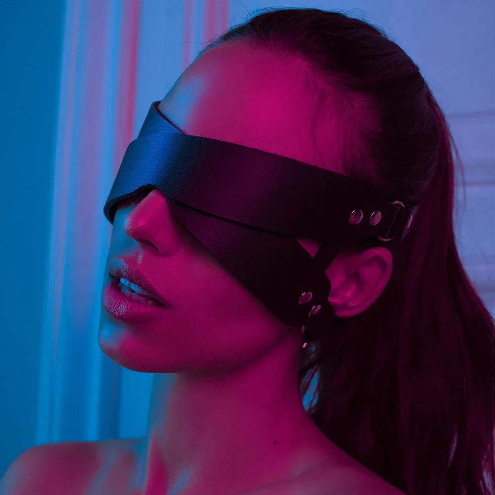 Bdsm Eye Mask Leather Harness Mask Sex Bondage Adult Game Couples Cosplay Toys For Women Men