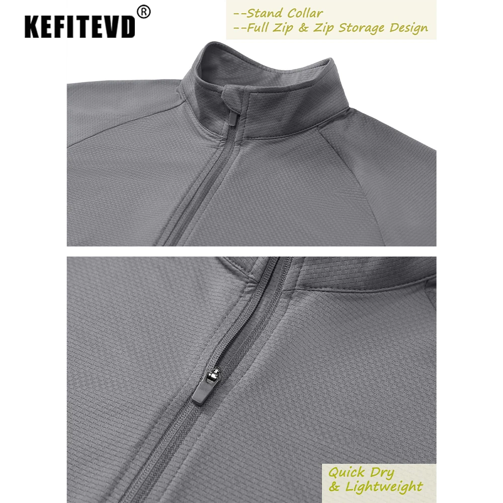 KEFITEVD UPF 50+ Long Sleeve Shirts Women's UV/Sun Protection Full Zip Jackets Lightweight Hiking Shirts Athletic Running Jacket 6
