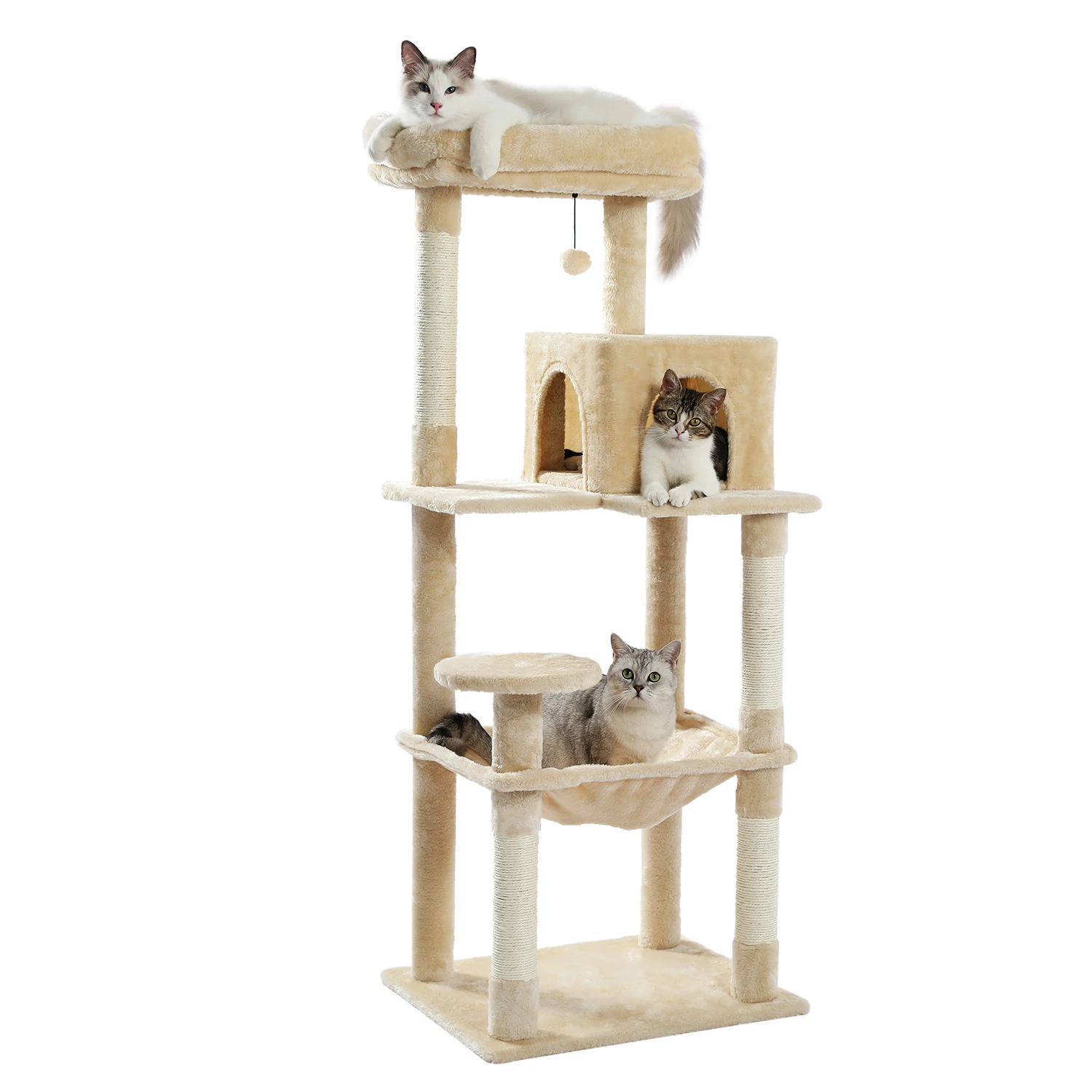 Donia Cat Tree cat Tower Multi-Storey cat House Apartment with Scratching Post Indoor Small and Medium-Sized cat Rack Furniture Plush Habitat Plush Toys Rock Climbing Play House Center 