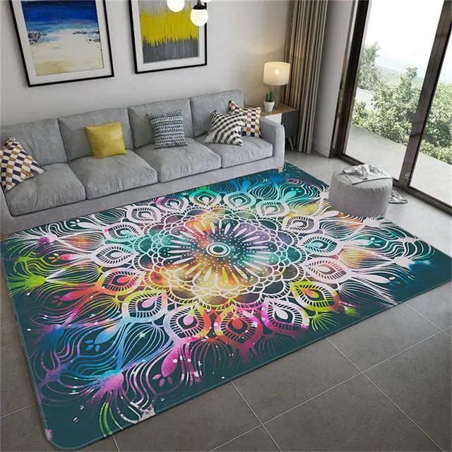 Colorful Boho Mandala Floral Carpet for Living Room Home Decor Sofa Table Large Area Rugs Bedroom Hallway Floor Mat Doormat