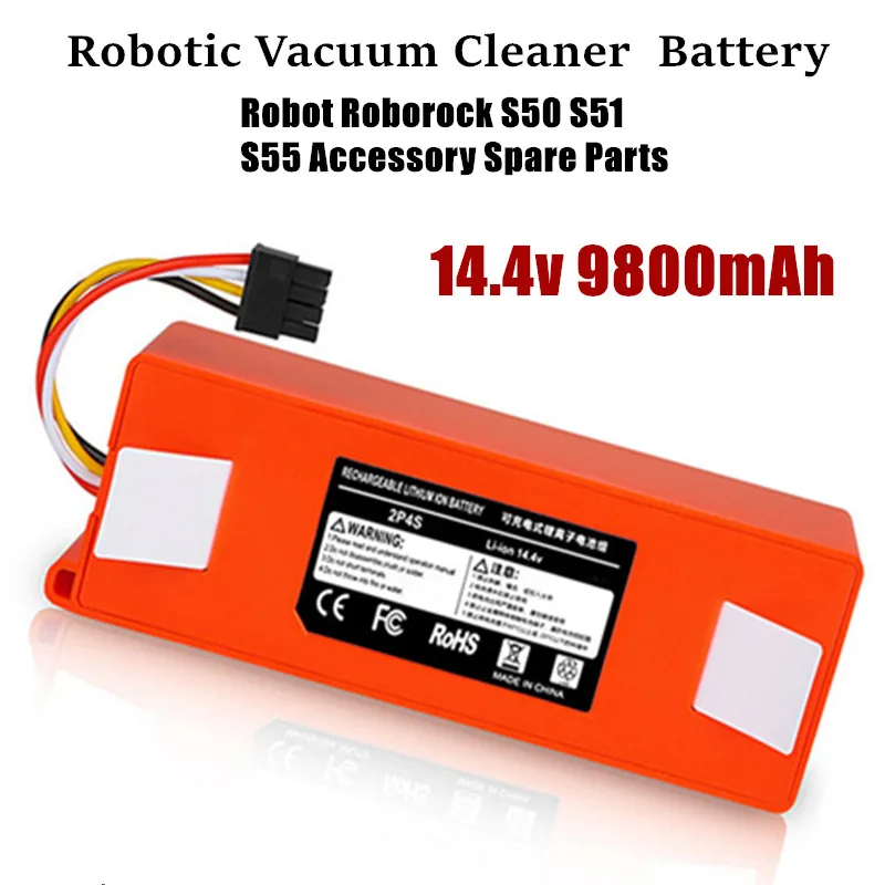 

orange 14.4V Li-ion Battery Robotic Vacuum Cleaner Replacement Battery Robot Roborock S50 S51 S55 Household batteries