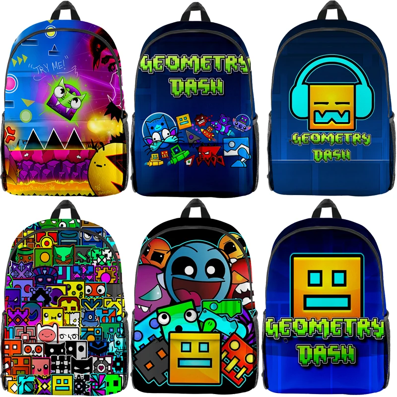 

Game Geometry Dash Backpacks Boys Girls Students Bookbag Children Backpack 3D Angry Geometry Schoolbag Canvas Laptop Rucksack