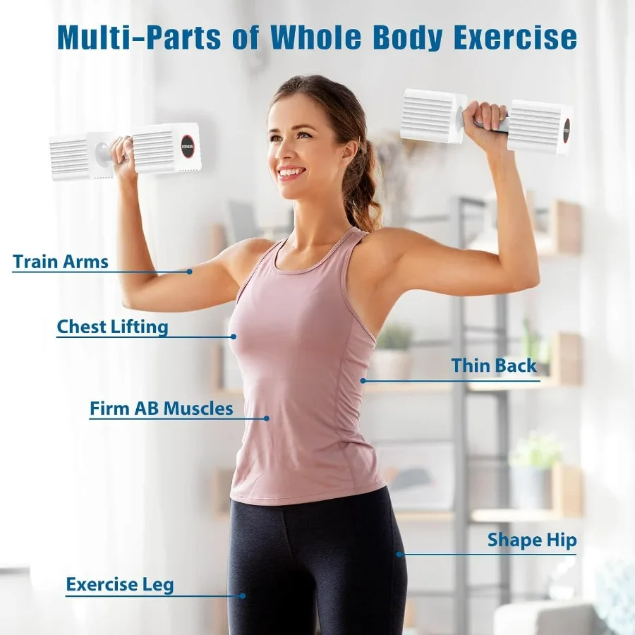 Adjustable Weight Dumbbells Set of 2, 3.4lb/5.7lb/8lb/10.3lb/12.6lb Each Hand Weight Sets for Women/Men, Adjustable Dumbbells Se