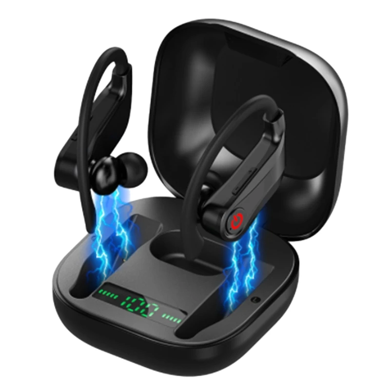 

Bluetooth 5,1 гарнитура со светодиодным дисплеем, 9D стерео звук, ушной крючок, беспроводные наушники для Huawei P30 Pro Xiaomi Note 7 Pro Mi 9