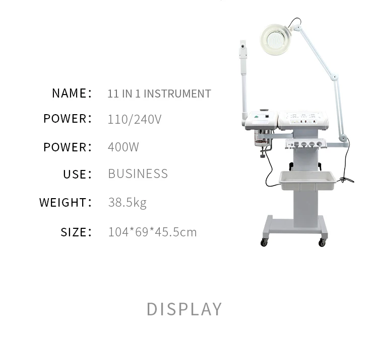 Upgrade your clinic with this 11-in-1 multifunction facial machine featuring ultrasound, galvanic, high frequency, vacuum suction, ozone therapy, and skin analysis tools. Designed for deep cleansing, anti-aging, and professional skin rejuvenation treatments. 11-in-1 Professional Multifunction Facial Machine For Estheticians