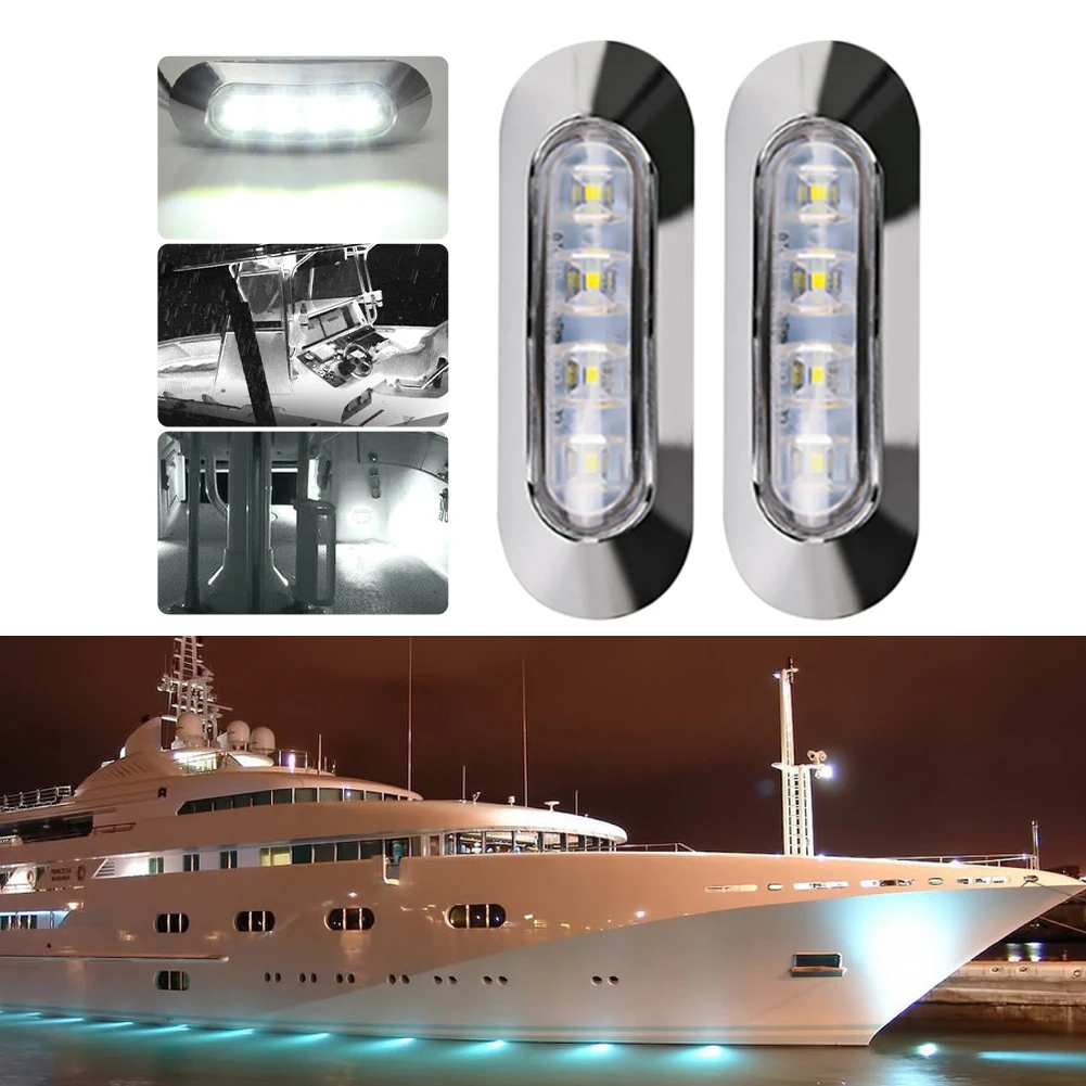 2PCS Marine Boat Courtesy Light Waterproof 6 LED Boat Interior Stern
