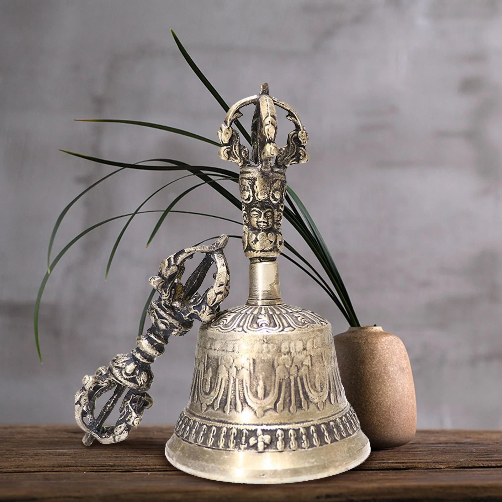 Tibetan Buddhist Meditation Bell Handmade Dharma Objects Bell Dorje Set Home Decor For Meditation Prayer Reiki Clarity Healing meditation bell