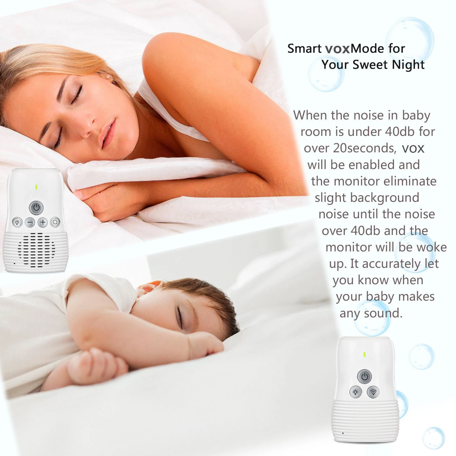 2.4Ghz Wireless Baby Monitor Small Portable Audio Two-way Audio Function Intercom Rechargeable Battery Wireless baby monitor