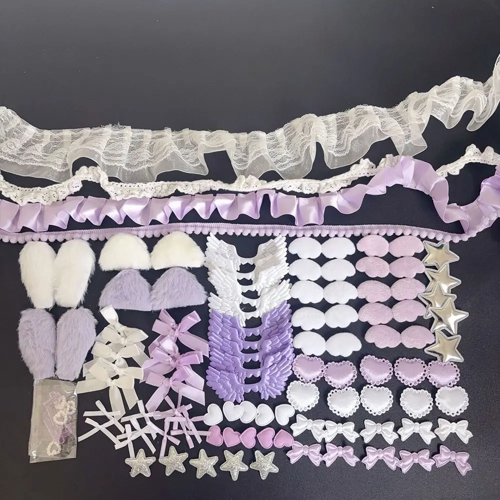 Colorful Girly Pink Bow Lace DIY Accessories & Decor Plush Material Pack