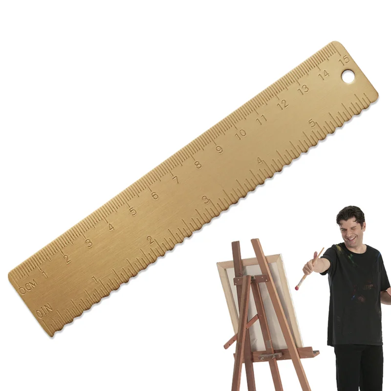 

Латунная измерительная линейка 15 см, золотистый измерительный инструмент с двумя единицами измерения толщины, медная линейка, золотистый латунный измерительный инструмент