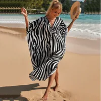 Plus Size Womens Animal Print Kaftan Dresses Caftans Swimwear Coverups Summer Bathing Suit Long Beach Dress - Image 2