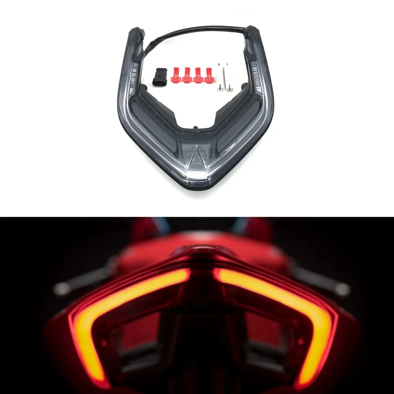 

1 Set Motorcycle Brake Turn Signals Integrated Led Stop Light For Ducati Panigale V2/V4/V4S/V4R 2018-2022 Smoked