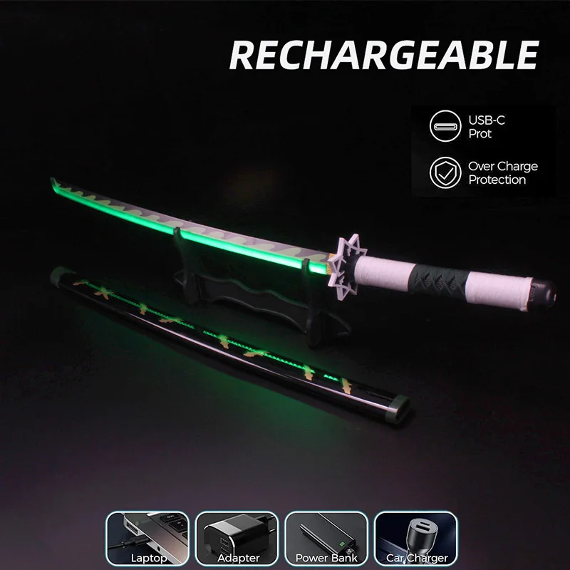 Demon Slayer Katana Light up Cosplay Toy Sword  104cm /41" Halloween Gift Tsuyuri Kanao  Kokushibou with Belt and Sword Holder 3