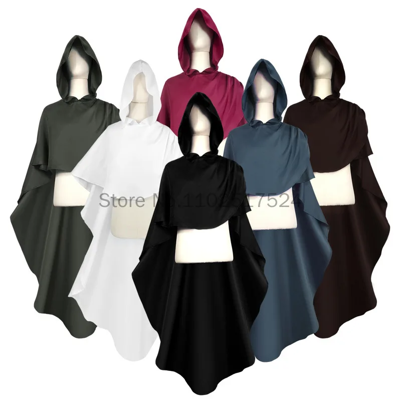 

Unisex Medieval Knight Pagan Cosplay Hooded Cloak Renaissance Solid Irregular Long Cape Halloween Carnival Party Gothic Outfits