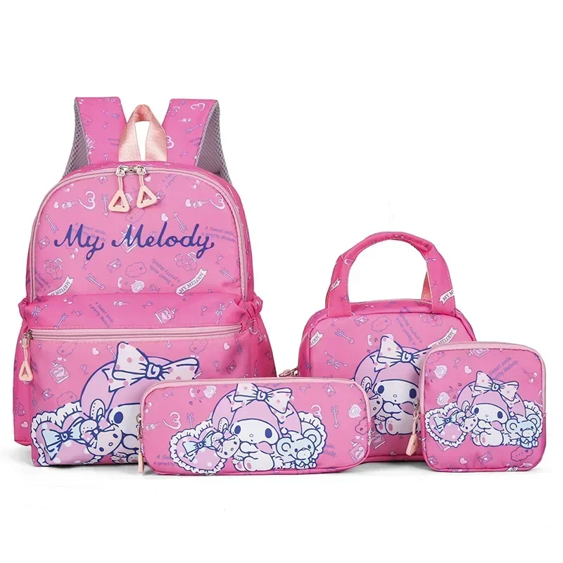 4pcs Sanrio hello kitty kuromi school bag cartoon backpack student backpack fashion cartoon pencil case shoulder messenger bag 6