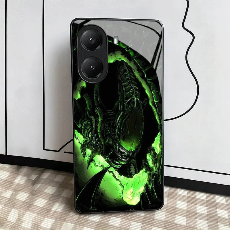 Sleek Alien-Theme Tempered Glass Phone Case