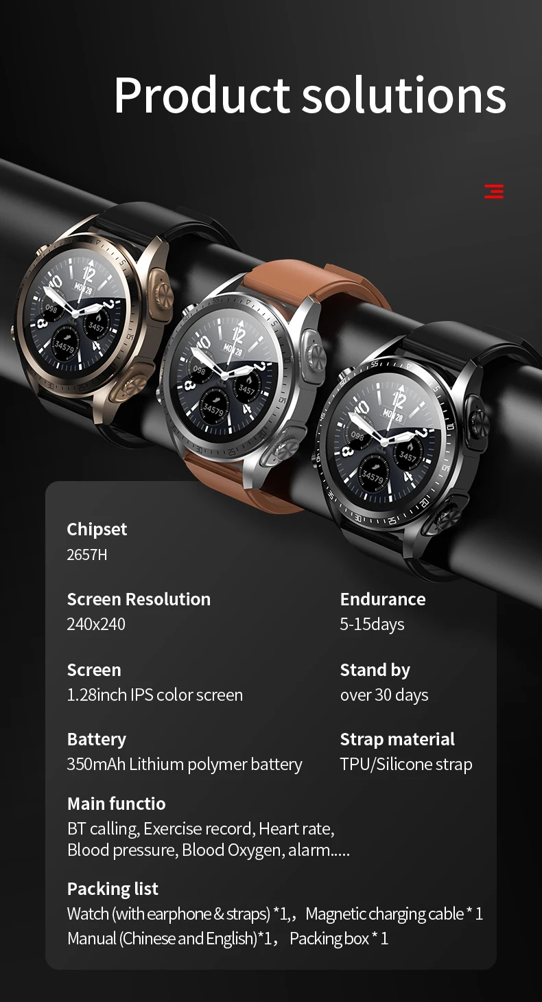 JM03 Smart Watch Men Smartwatch Tws 2 σε 1 HIFI Stereo Wireless Headset Combo Τηλεφωνική κλήση Bluetooth για Android IOS_voghion.com