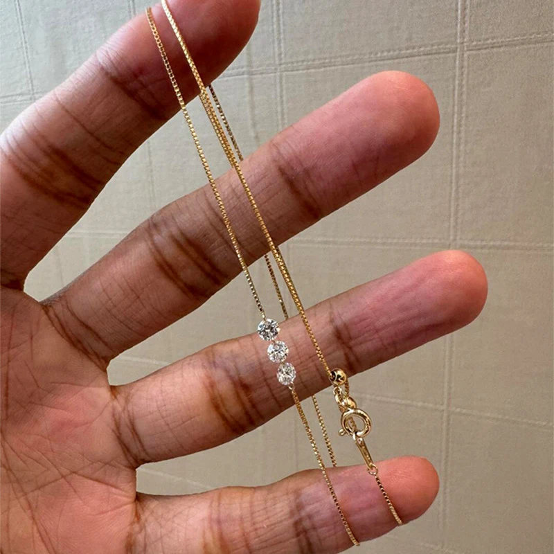 ANENJERY ثلاثة الزركون رقيقة قلادة للنساء بسيطة سل...