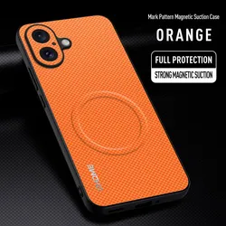Luxury Car Magnetic Holder Shockproof Phone Case - TPU Silicone Protective Back Cover - iPhone 17 (Orange)