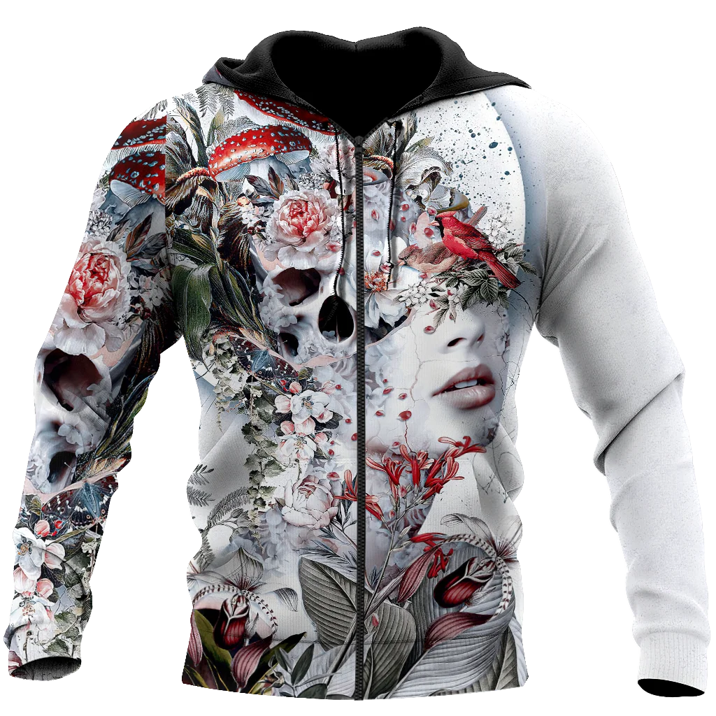 

European and American fashion men's zipper hoodie 3D printed skull zipper shirt casual spring and autumn trend street wear zippe