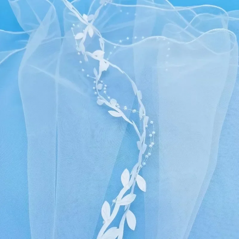 Bride\'s Double Layer Wedding Curled Hair Comb Draping Hair Accessories Princess Veil Bow Headdress