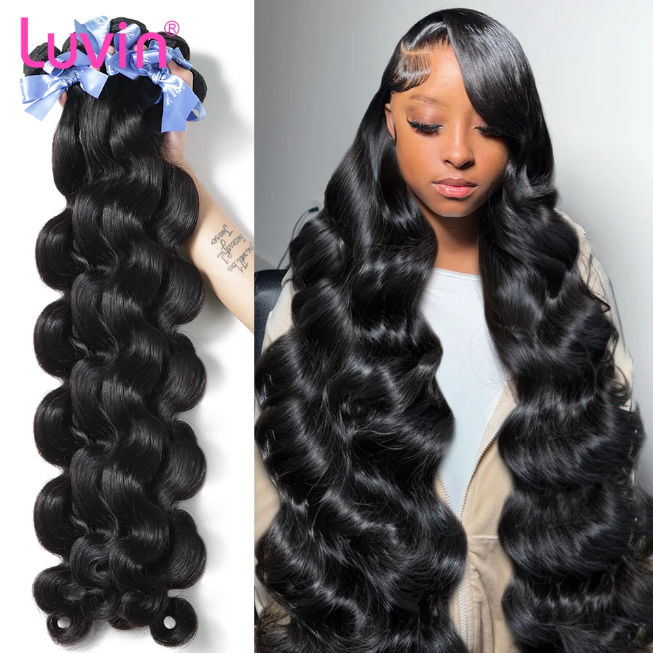 Human Hair Extensions 30 40 Inch Brazilian Virgin Body Wave Bundles