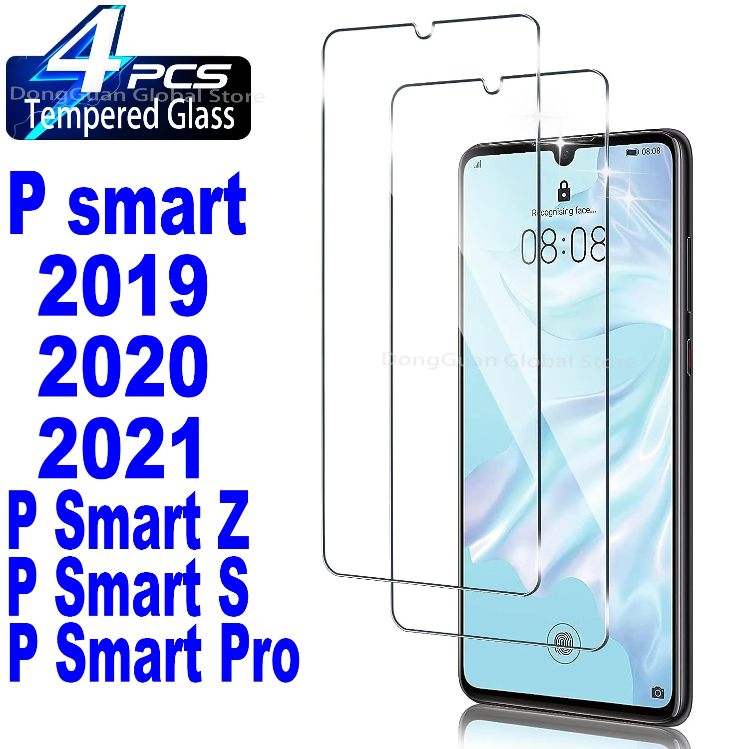 2/4Pcs Tempered Glass For Huawei P Smart Pro 2019 2020 2021 S Z Screen Protector Glass Film 3pcs 9d full cover tempered glass for huawei p30 pro p10 p20 p30 lite protective film p smart z 2019 screen protector film